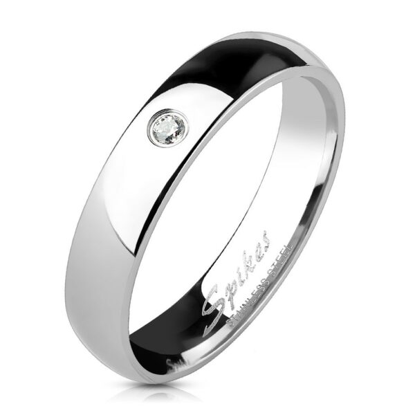 Ocelový prsten - čirý zirkon 4 mm - Velikost: 53