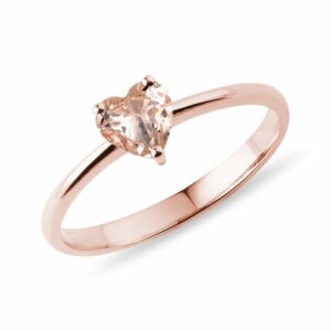 Prsten z růžového zlata s morganitem ve tvaru srdce