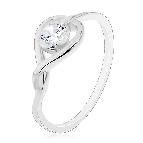 Prsten ze stříbra 925 - překřížená silueta srdce se zirkonem - Velikost: 59