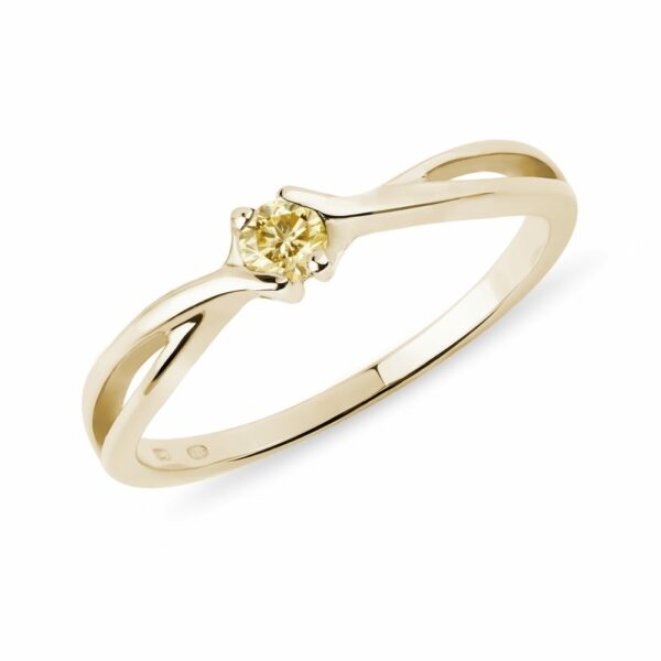 Prsten ze žlutého zlata se žlutým diamantem