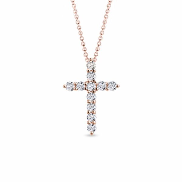 Diamantový kříž v růžovém zlatě
