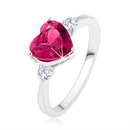 Zásnubní prsten - růžové zirkonové srdce