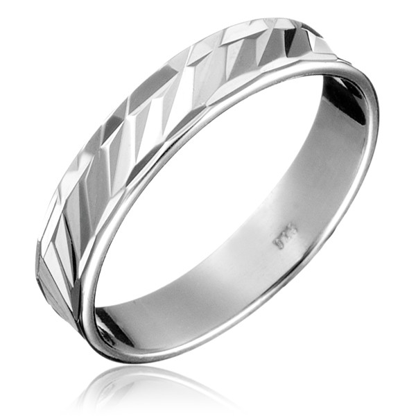 Stříbrný prsten 925 - diagonální prohlubně