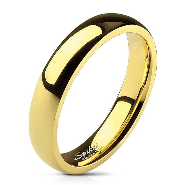 Hladký ocelový prsten ve zlaté barvě - 4 mm - Velikost: 57