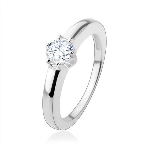 Zásnubní prsten ze stříbra 925 s kulatým broušeným zirkonem - Velikost: 53