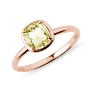 Prsten z růžového zlata s lemon quartzem