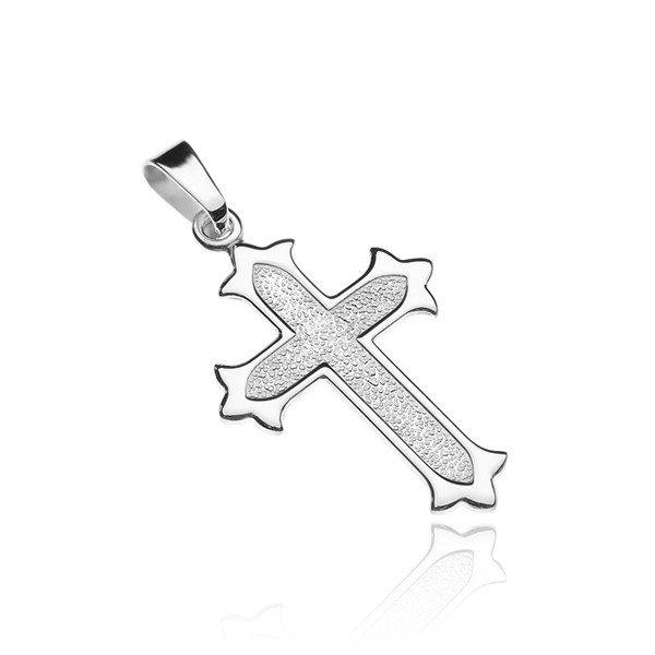 Stříbrný kříž 925 - členité cípy s lesklým lemem
