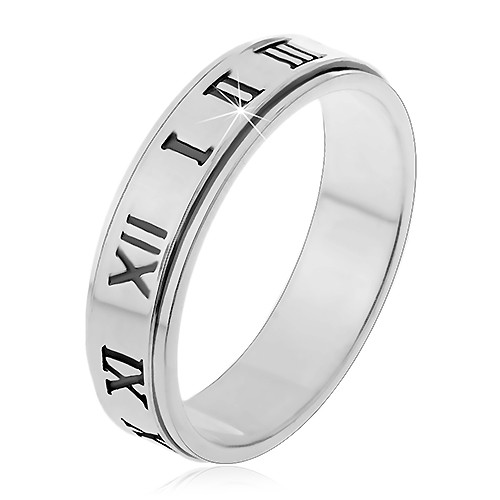 Stříbrný prsten 925 - kroužek s římskými číslicemi - Velikost: 56