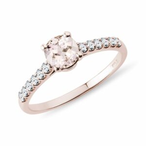 Diamantový prsten z růžového zlata s morganitem