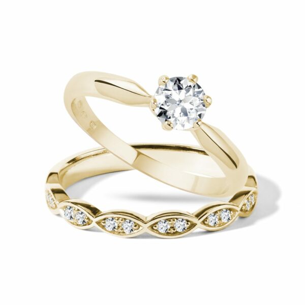 Elegantní snubní a zásnubní prsten ve zlatě