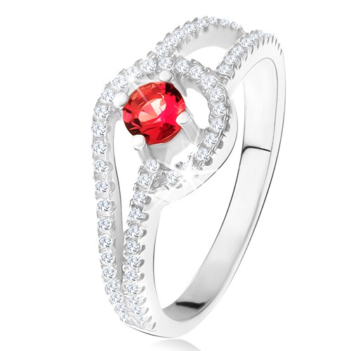 Prsten s červeným kulatým kamenem