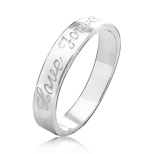 Prsten ze stříbra 925 s vyrytým nápisem Love Forever - Velikost: 56
