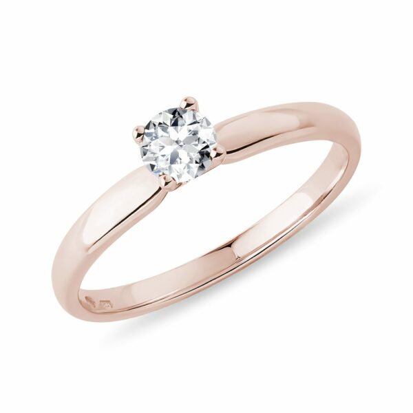 Jemný prsten z růžového zlata s briliantem