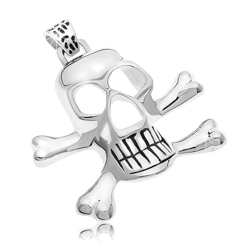 Přívěsek z chirurgické oceli - pirátská lebka