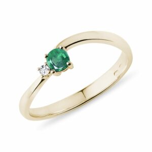 Briliantový prsten waves se smaragdem ve zlatě
