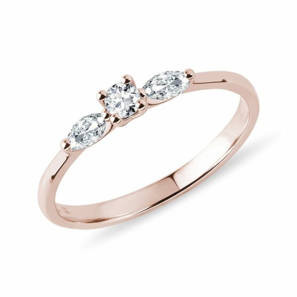 Diamantový prsten s markýzami v růžovém zlatě