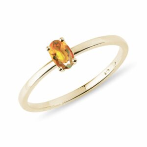 Minimalistický prsten s citrínem ve žlutém zlatě