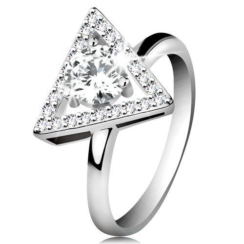 Stříbrný 925 prsten - zirkonový obrys trojúhelníku