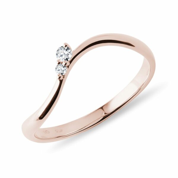 Diamantový prsten waves z růžového zlata