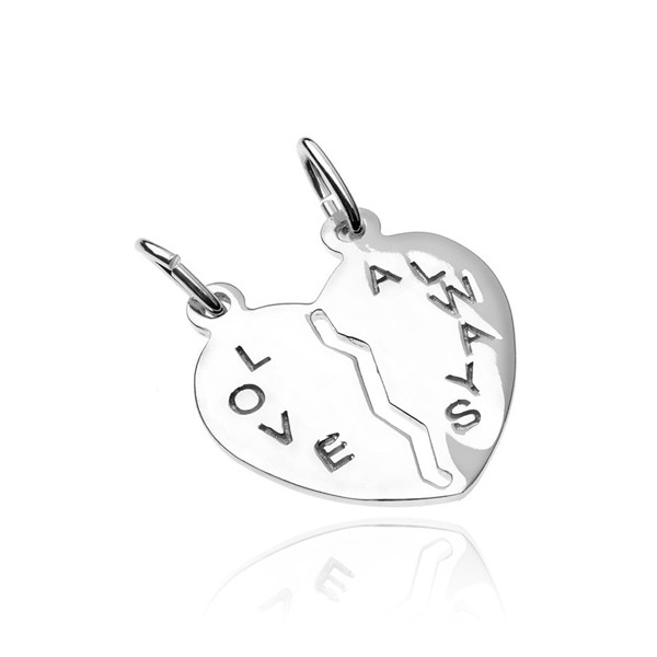 Přívěsek pro dva ze stříbra 925 - přelomené srdce s nápisem Love Always