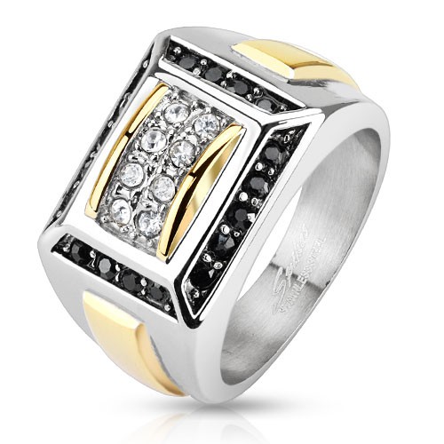 Ocelový prsten stříbrné a zlaté barvy