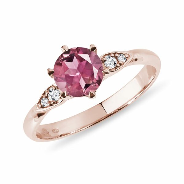 Prsten z růžového zlata s turmalínem a brilianty