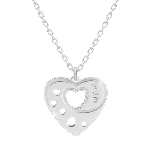 Stříbrný 925 náhrdelník - pravidelné srdce se srdíčkovými výřezy