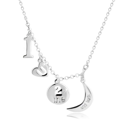 Stříbrný 925 náhrdelník - přívěsky s motivem "I love you to the moon and back"