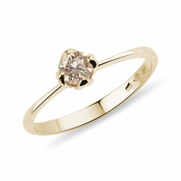 Zlatý prsten s diamantem champagne