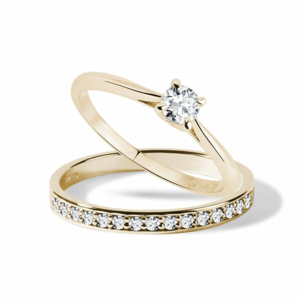 Diamantový set zásnubních prstenů ve zlatě