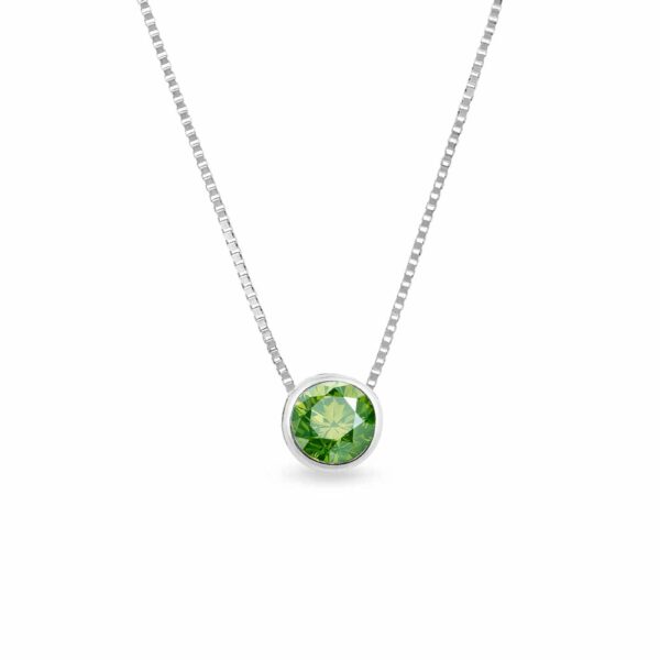 Náhrdelník se zeleným diamantem v bílém 14k zlatě