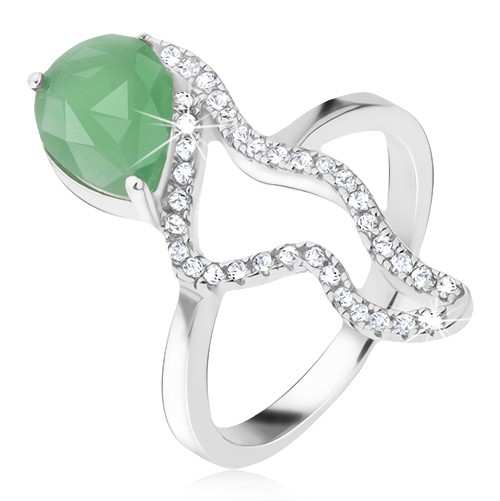 Prsten ze stříbra 925 - zelený slzičkový kámen