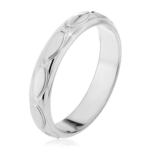 Stříbrný prsten 925 - oválné zářezy a zrníčka