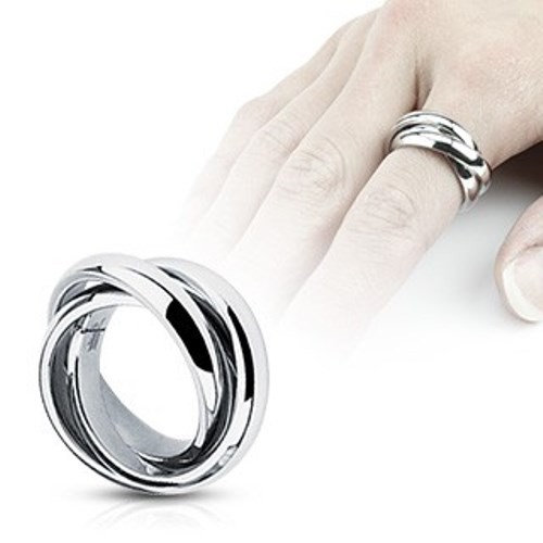 Trojitý prsten - ocel s vysokým leskem - Velikost: 47