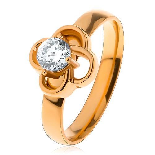 Lesklý ocelový prsten ve zlatém odstínu