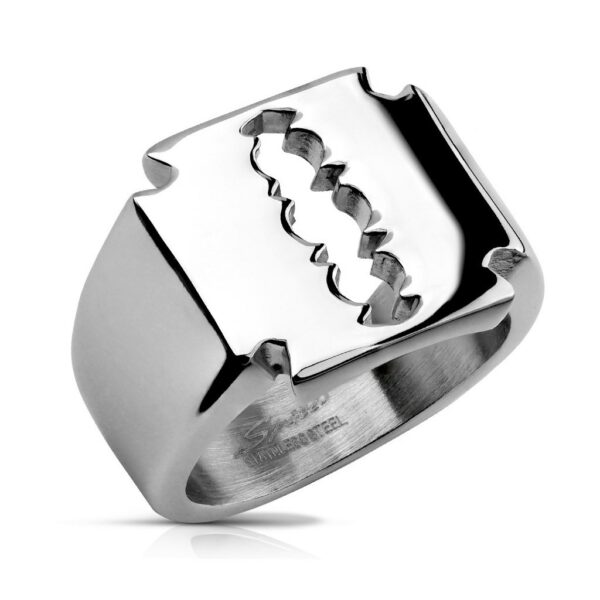 Prsten z chirurgické oceli - žiletka - Velikost: 61