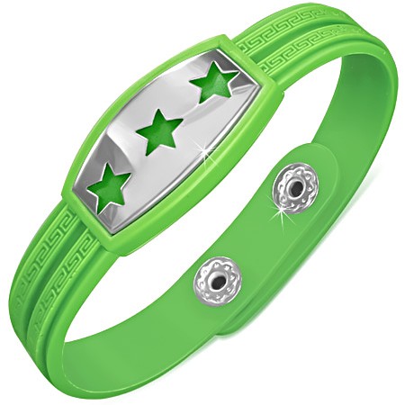 Zelený pryžový náramek - hvězdy na známce