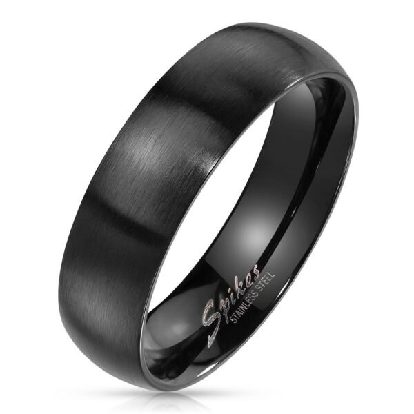 Prsten z oceli v černém barevném odstínu - široká ramena s matným povrchem
