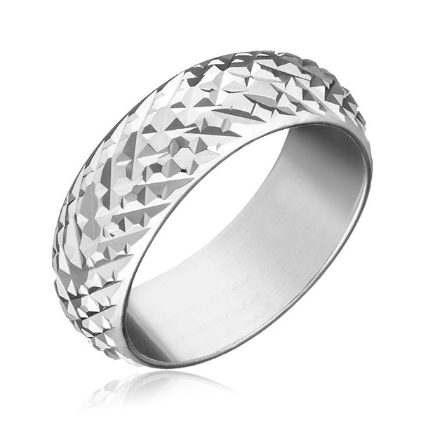 Prsten ze stříbra 925 - lesklé vystouplé kosočtverce - Velikost: 50
