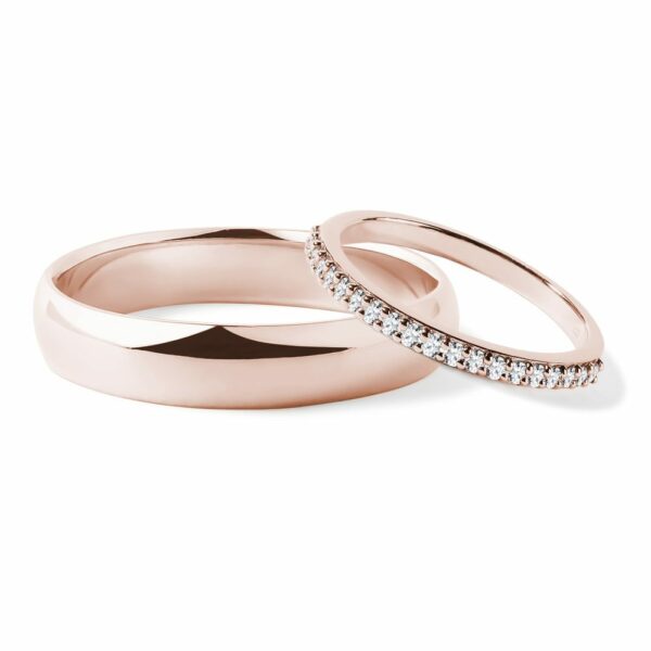 Sada snubních prstenů s diamanty v růžovém zlatě