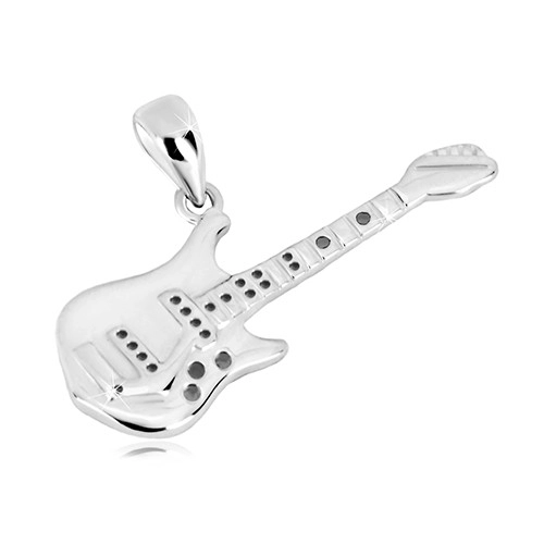 Stříbrný 925 přívěsek - detailně tvarovaná basová kytara