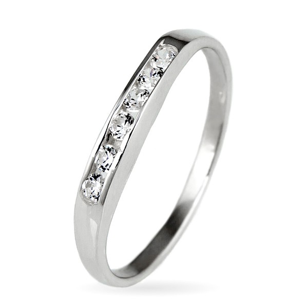 Stříbrný prsten 925 - třpytivá zirkonová linie - Velikost: 58