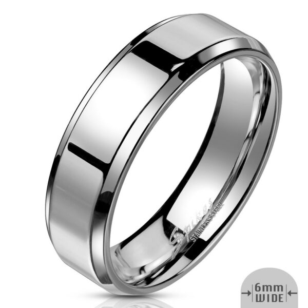 Prsten z oceli ve stříbrné barvě - pás se zrcadlově lesklým povrchem