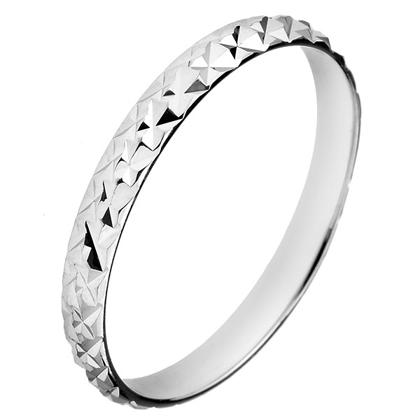 Stříbrný třpytivý prsten 925 - vystouplé kosočtverce - Velikost: 55