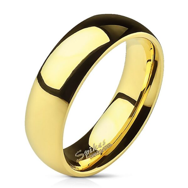 Hladký ocelový prsten ve zlaté barvě - 6 mm - Velikost: 54