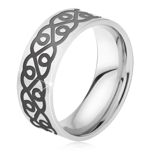 Ocelový prsten - stříbrná obroučka