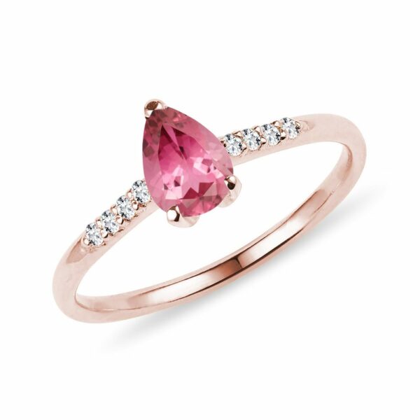 Prsten s růžovým turmalínem a brilianty v růžovém zlatě