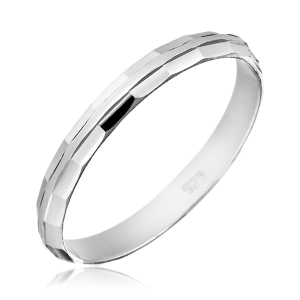 Prsten ze stříbra 925 - zkosené lesklé okraje - Velikost: 50