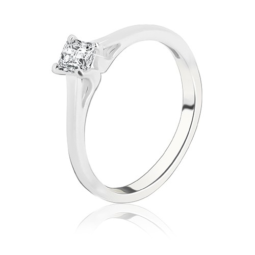 Snubní prsten ze stříbra 925 - čtvercový zirkon s vystouplým uchycením - Velikost: 47