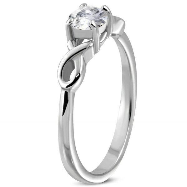 Zásnubní prsten se zirkonem a dvojitou ocelovou stužkou - Velikost: 56